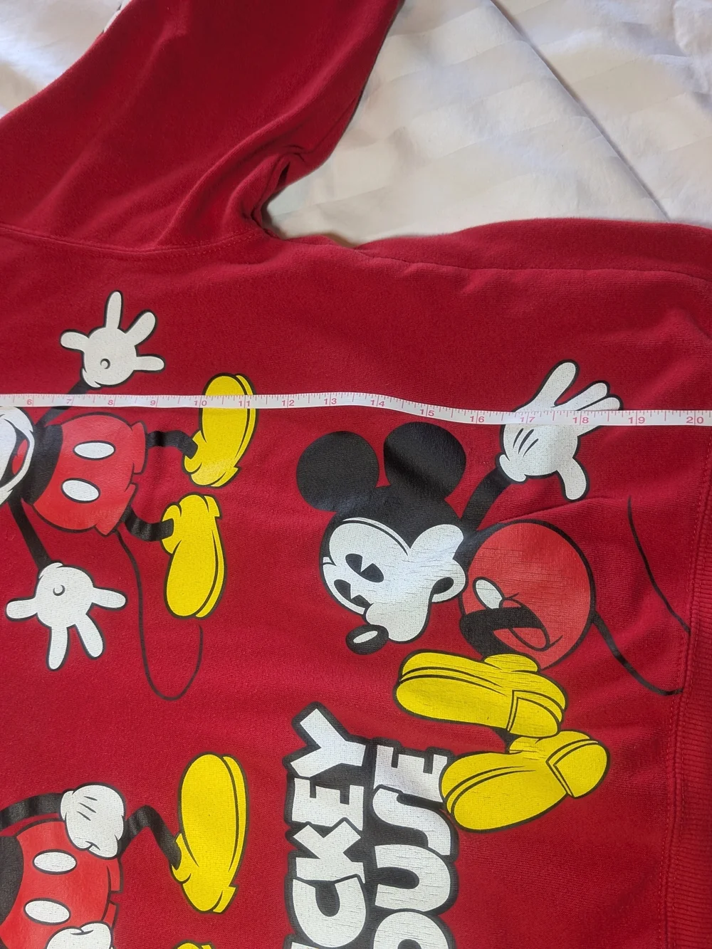 Disney Mickey Mouse Red Graphic Print Pullover Hoodie Teens/Kids Size Large